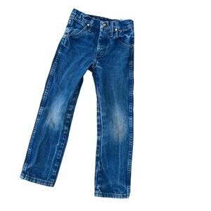 Wranglers western boys girls 7 slim rodeo jeans blue denim cowboy stiff cotton